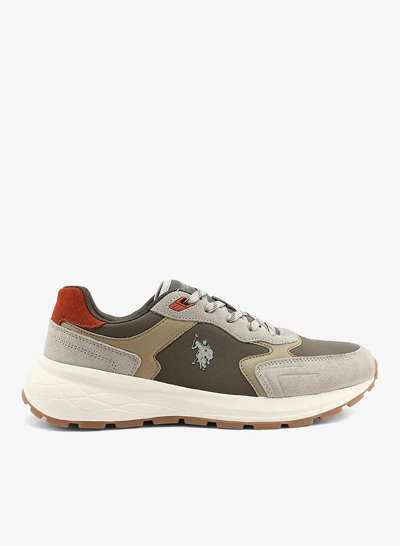 Men's Khaki Low-Top Canvas Sneakers - Iconic Branding for a Clean Look